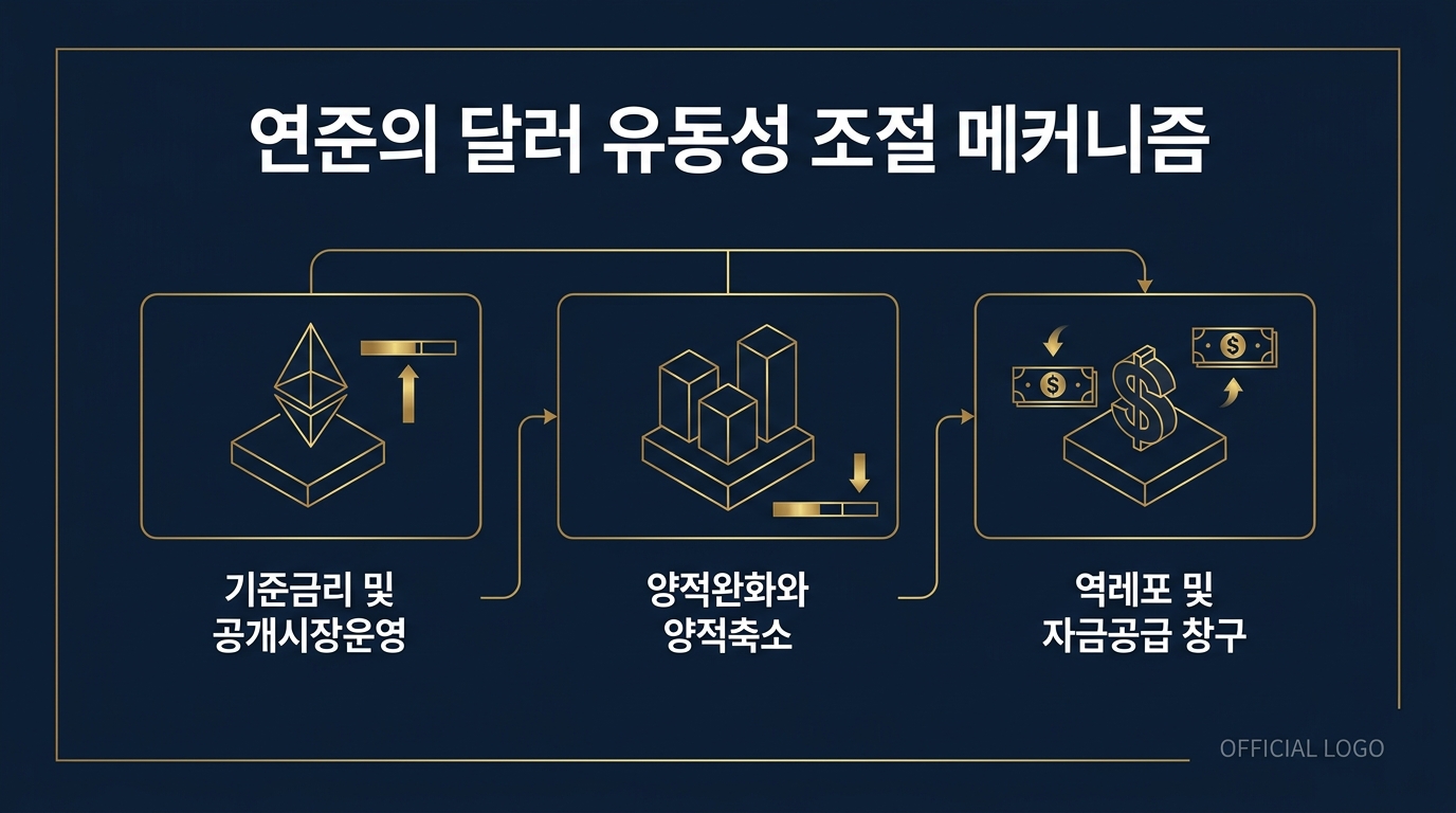 연준의 달러 유동성 조절 메커니즘 인포그래픽