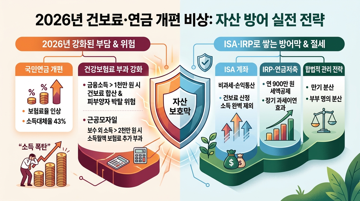 2026년 건강보험료 연금 개편 및 금융소득 절세 전략 인포그래픽