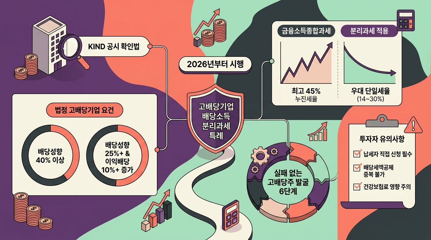 2026년 고배당주 배당소득 분리과세 조건과 종목 선별 전략 인포그래픽