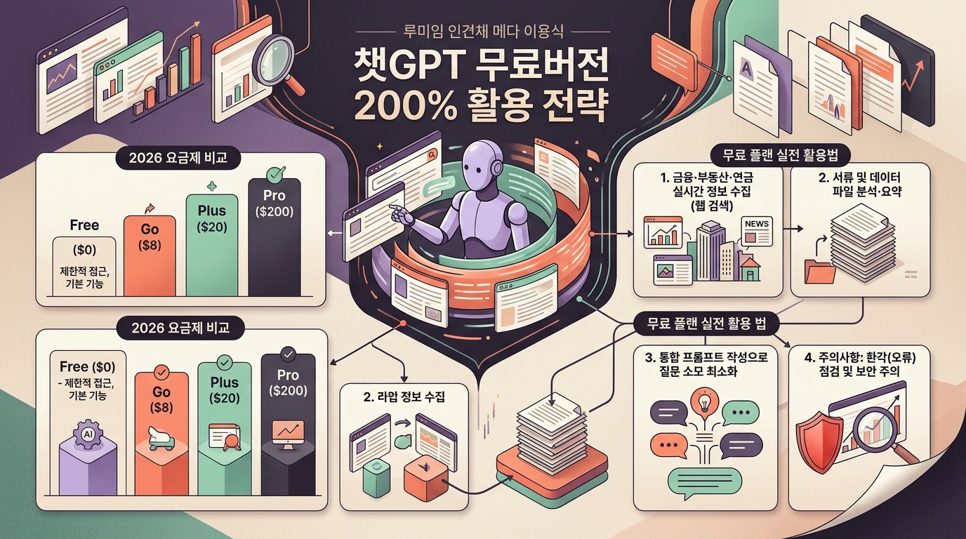 챗GPT 무료버전 활용법과 유료 요금제 비교 인포그래픽