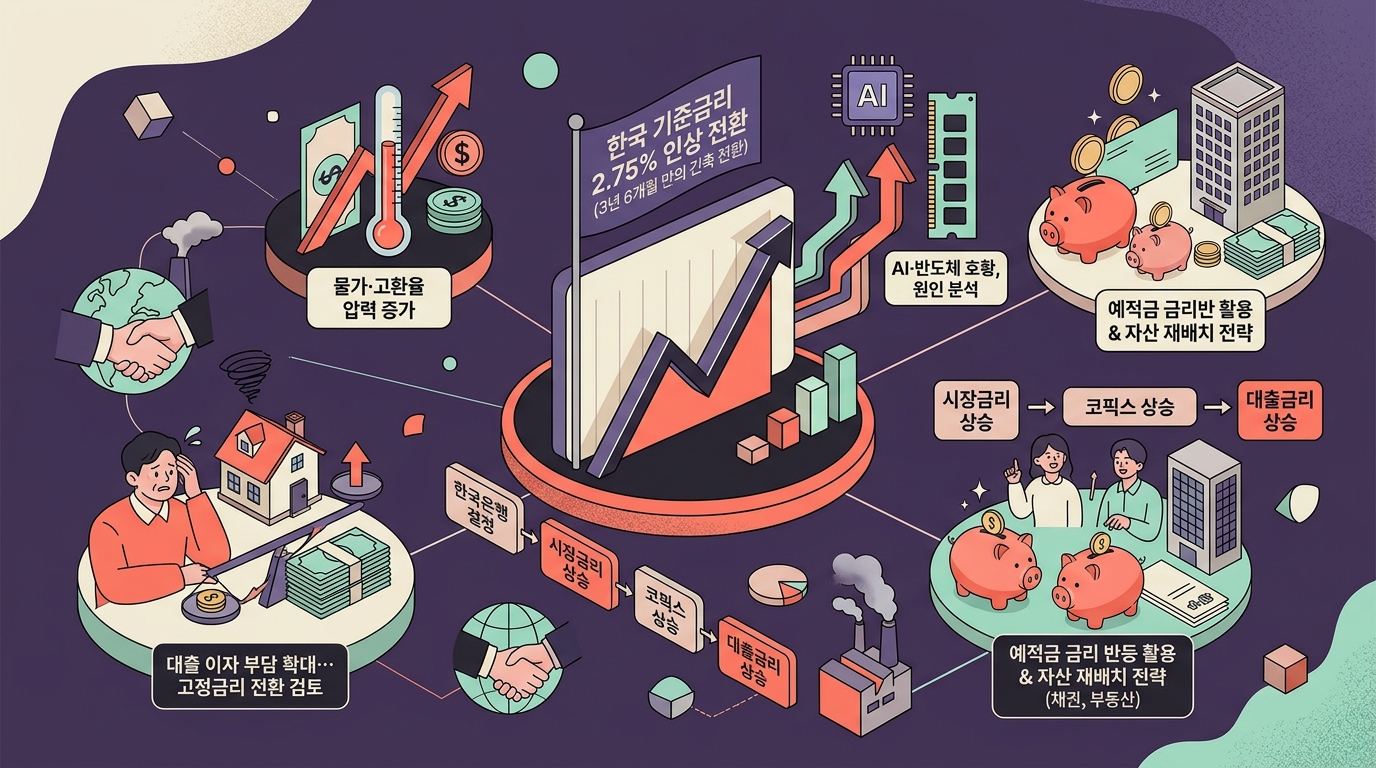 한국은행 기준금리 인상 배경 및 대출 투자 전략 정리 인포그래픽