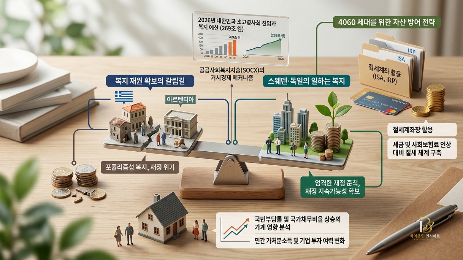 복지제도와 국가 재정의 선순환 구조 및 해외 사례 분석 인포그래픽
