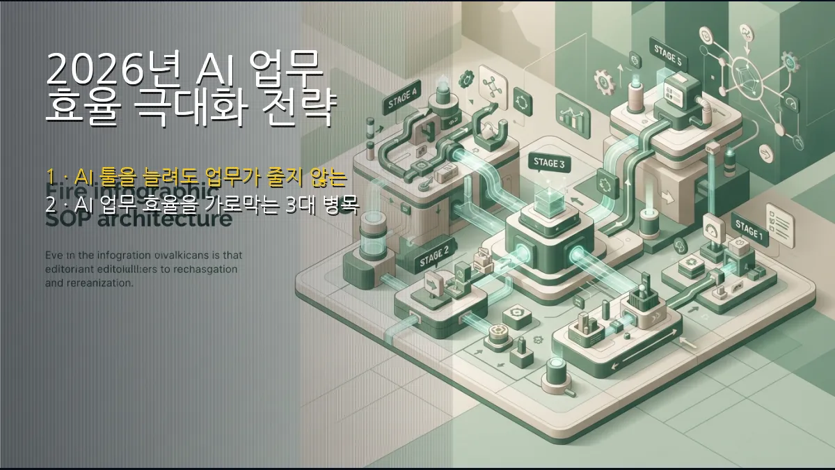 2026년 AI 업무 효율 극대화 전략: 툴 파편화를 극복하는 AI SOP 설계와 5단계 워크플로우 구축법