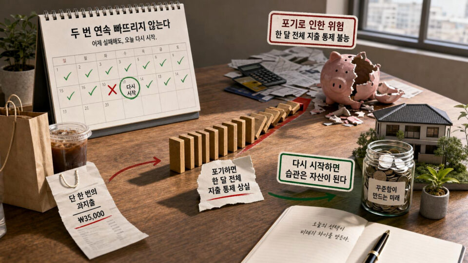 제임스 클리어의 두 번 연속 빠뜨리지 않는다 원칙과 습관 복구 시스템 인포그래픽