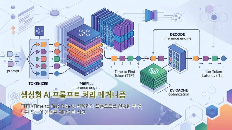 생성형 AI 프롬프트 처리 메커니즘: 토큰화부터 프리필·디코드 추론과 KV 캐시 최적화까지
