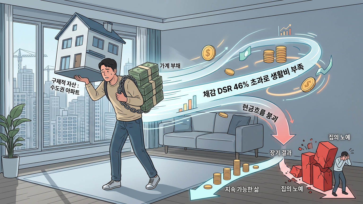 집을 사고도 노예처럼 사는 사람들의 4가지 공통점: DSR 46% 착시와 현금흐름 붕괴 방지 전략