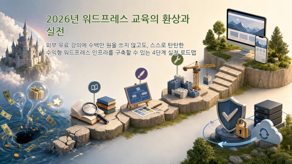 워드프레스 교육의 환상과 실전: 고액 강의 피하고 1인 수익화 인프라 구축하는 4단계 전략