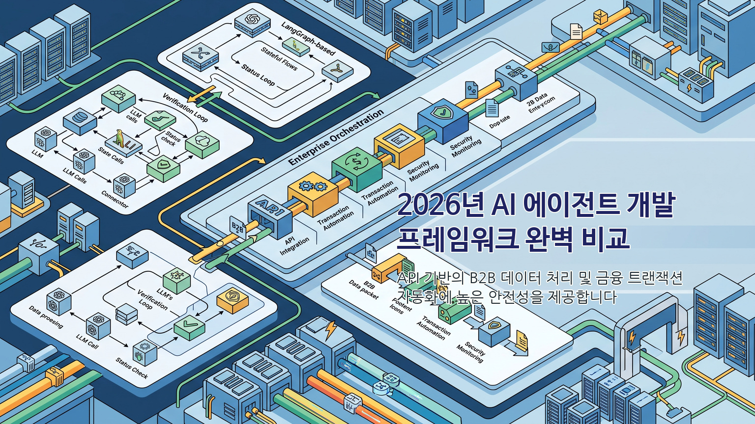 2026년 AI 에이전트 개발 프레임워크 비교 및 MCP 오케스트레이션 구조 인포그래픽
