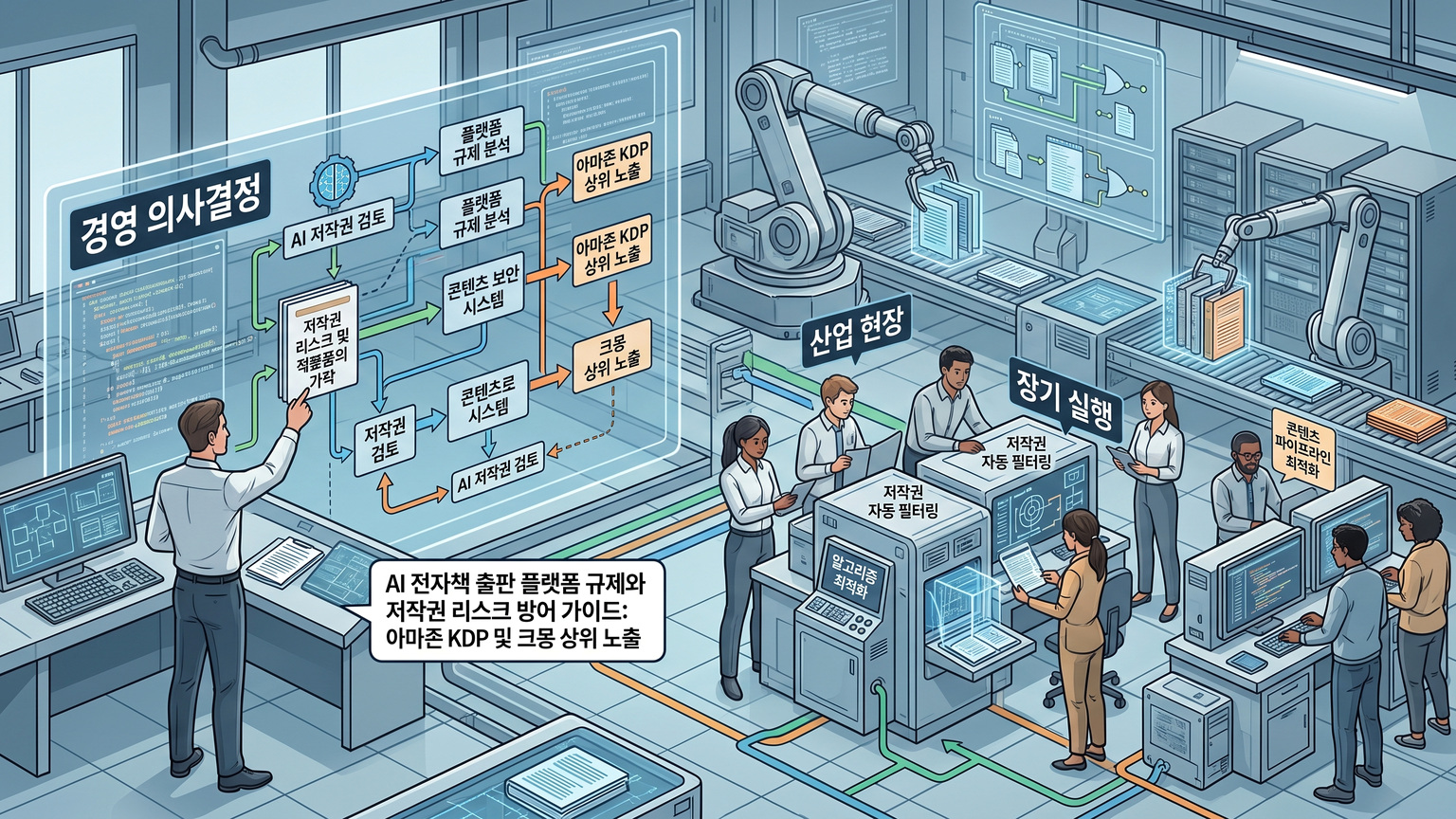 AI 전자책 출판 규제 대응 및 아마존 KDP 저작권 방어 전략 인포그래픽