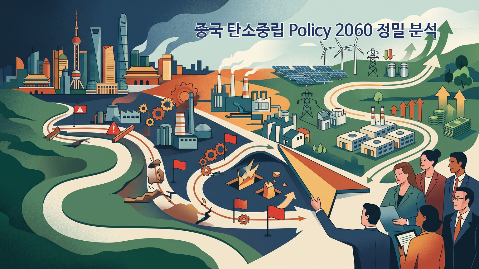 중국 탄소중립 2060 정책과 15.5 규획 총량 규제 전환을 분석한 인포그래픽