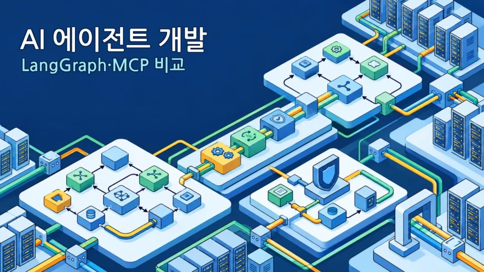 LangGraph와 MCP의 AI 에이전트 개발 구조를 비교하는 시스템 도표
